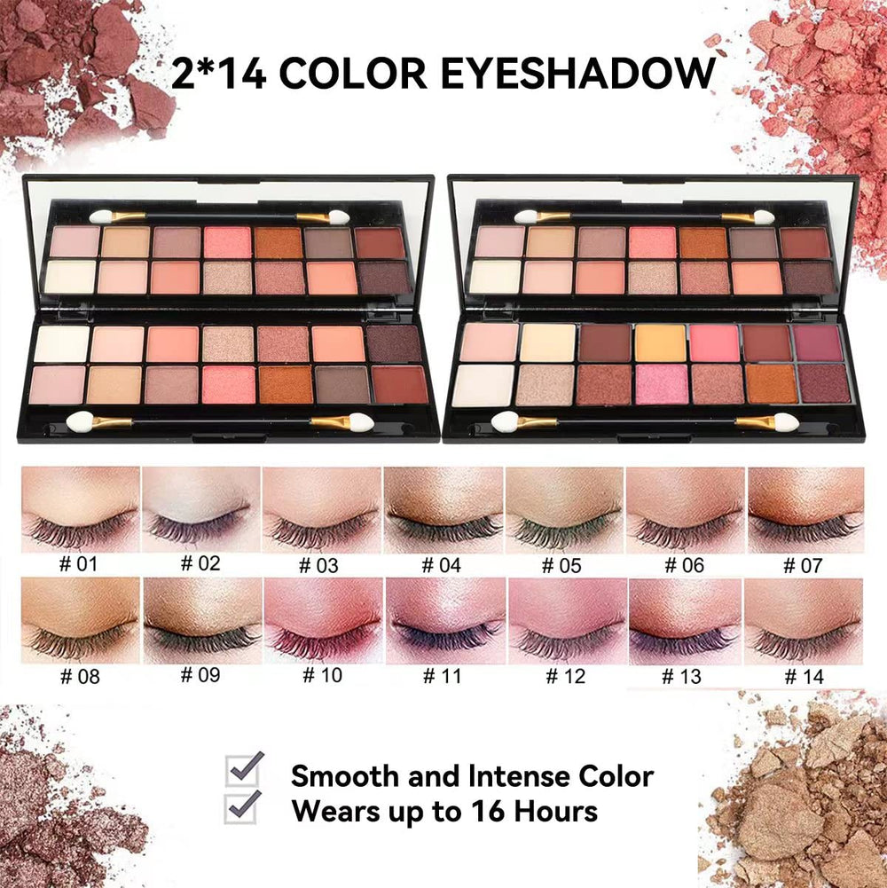 KARUIZI eyeshadow palette collection provides 14 colors for mix-and-match creativity.