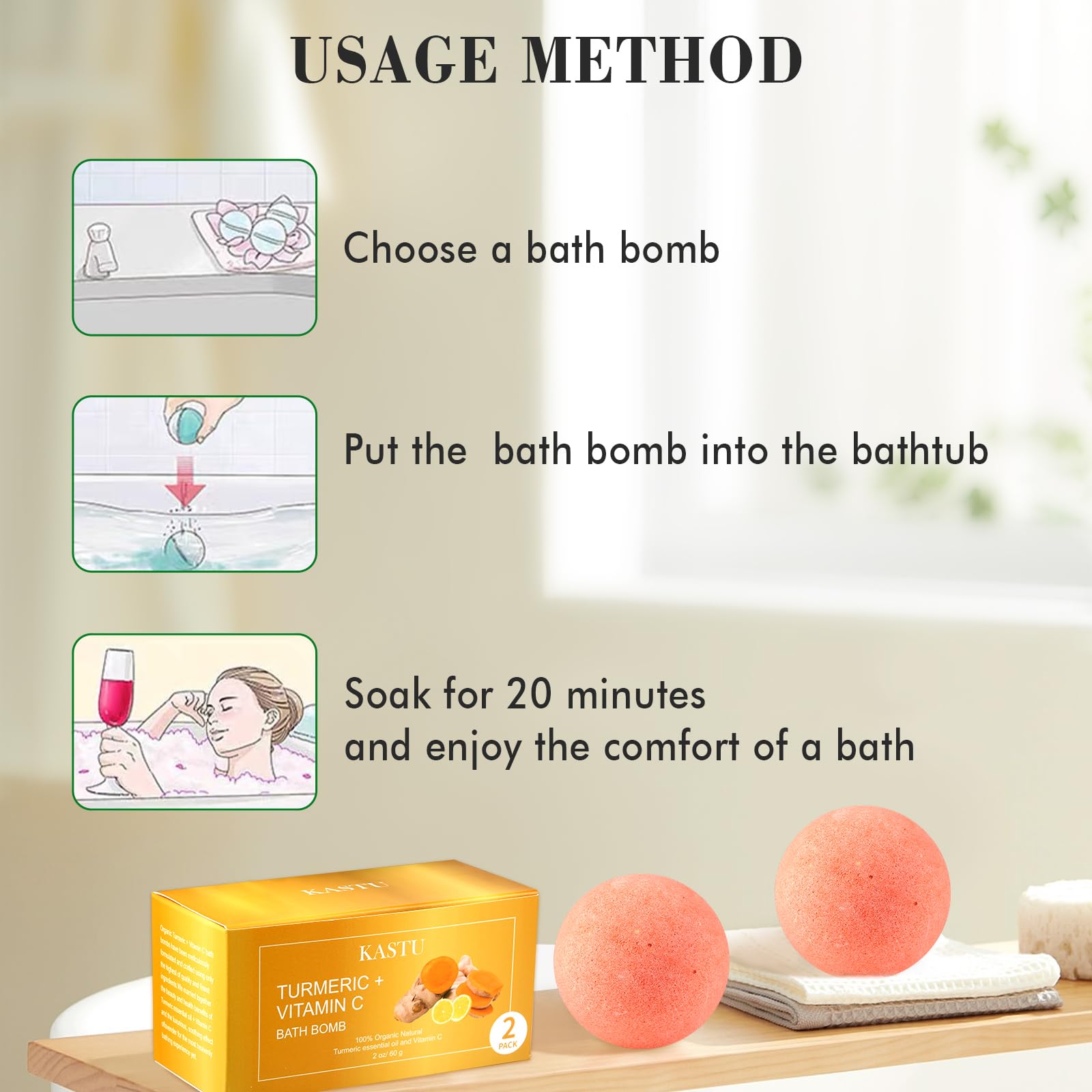 Kastu bombas de baño con aroma cítrico y aceites esenciales