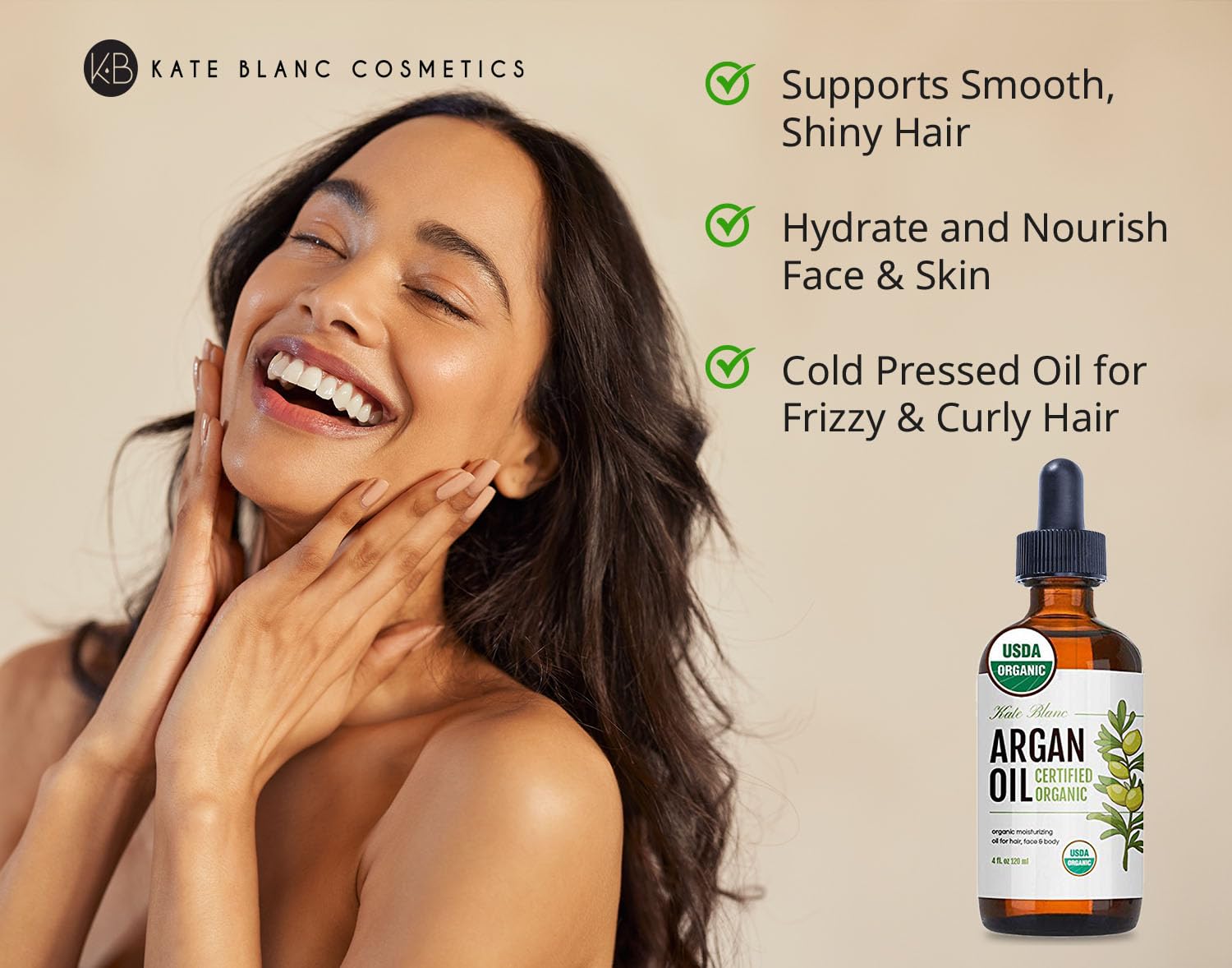 Aceite de Argán Kate Blanc con cuentagotas para aplicación precisa.