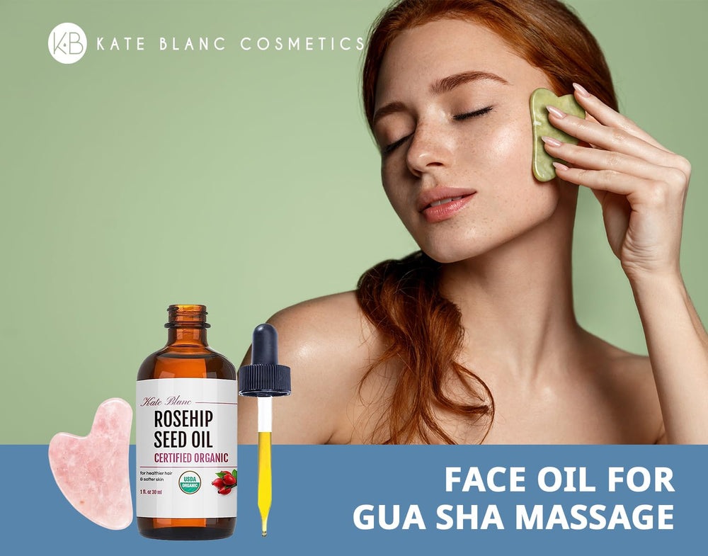 Kate Blanc Cosmetics aceite rosa mosqueta para dermaplaning y masaje facial.