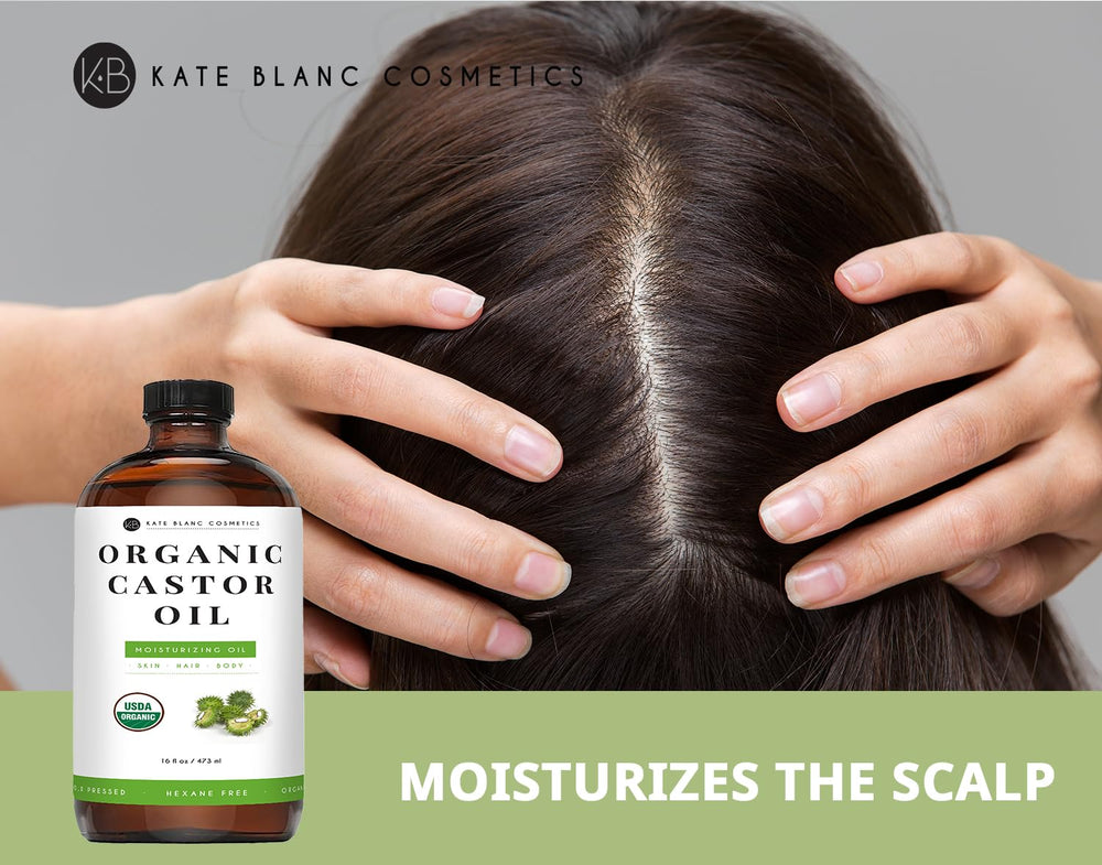 Kate Blanc Cosmetics Aceite de Ricino para cabello y cuero cabelludo, brillo suave.