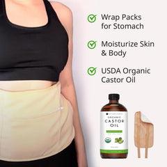 Gaine ajustable Kate Blanc pour huile de ricin autour de l'abdomen, application propre.