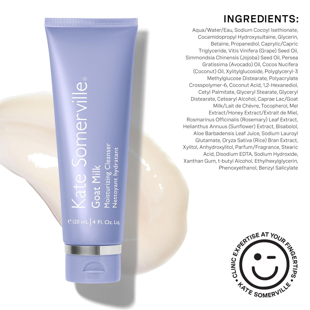 Piel sensible cuidada con Kate Somerville Goat Milk Moisturizing Cleanser.