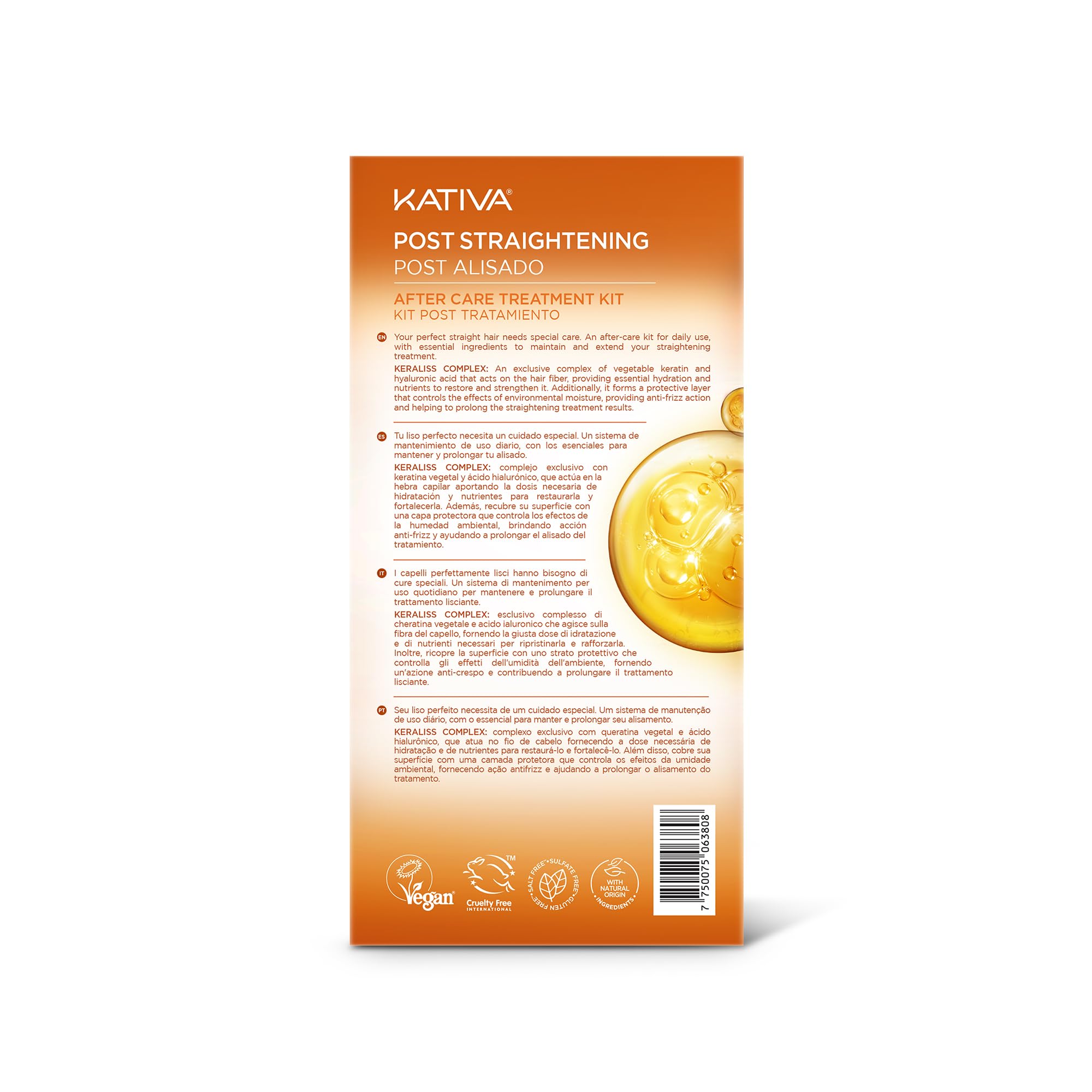 Kativa cabello liso tras el alisado con textura sedosa