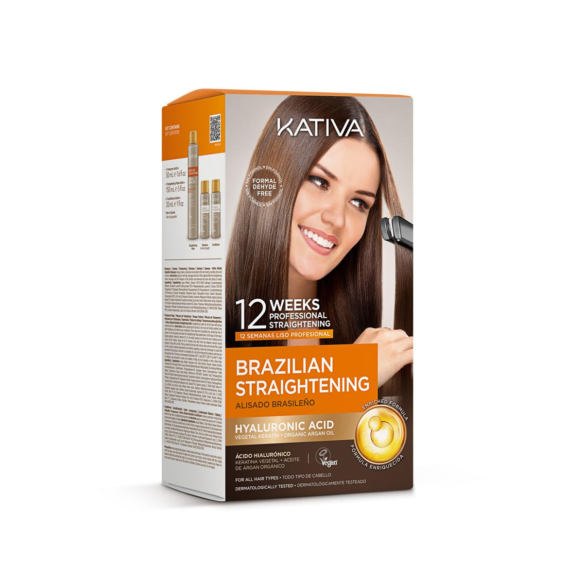 KATIVA kit de alisado brasileño en casa, botella de tratamiento suave y duradero.