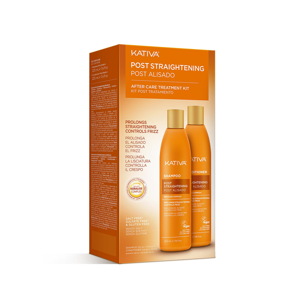 Kativa post-alisado champú en botella para cabello liso y suave