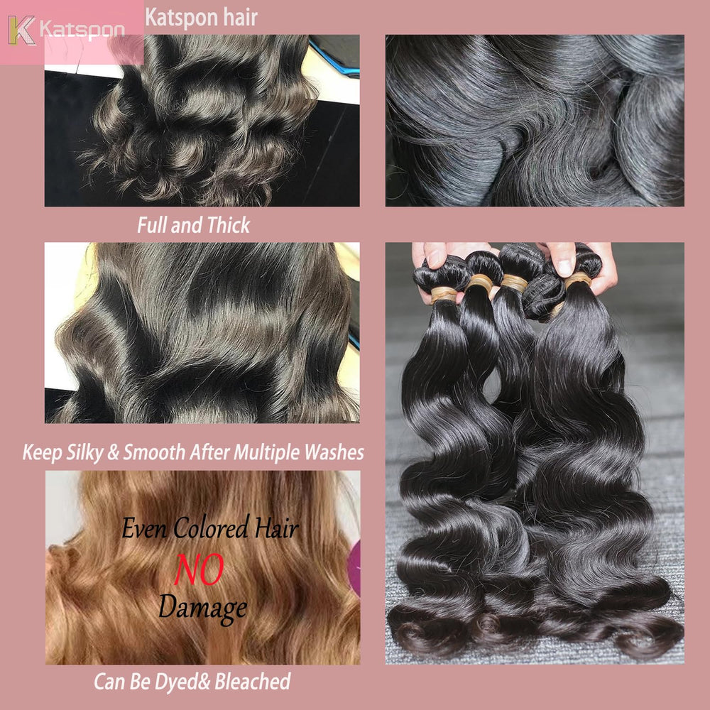 Katspon 26 pulgadas, mechas de cabello brasileño virgen, brillo y densidad