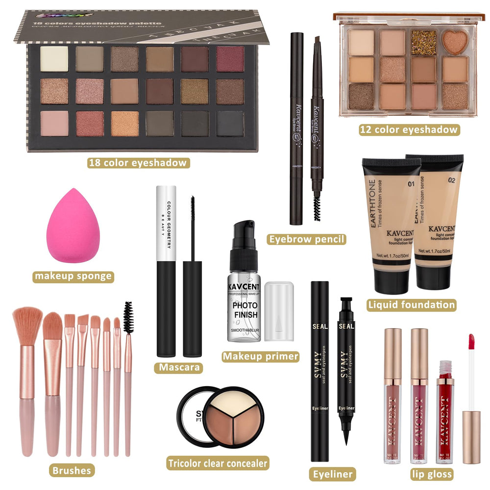 KAVCENT Conjunto maquillaje brillo labial para acabado luminoso