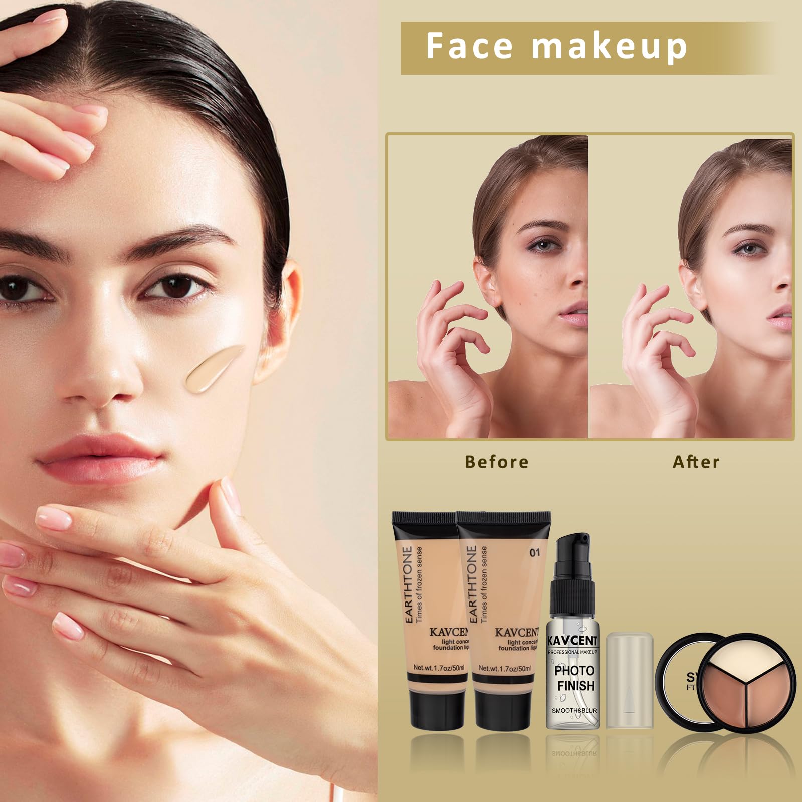 KAVCENT Conjunto maquillaje corrector líquido para corregir imperfecciones naturalmente