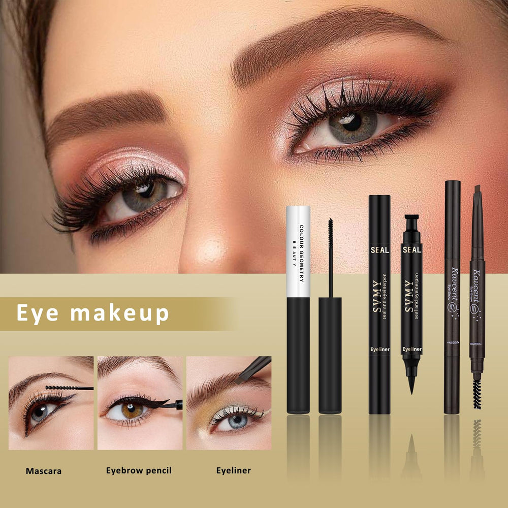 KAVCENT Conjunto maquillaje lápiz cejas y delineador para contornos precisos