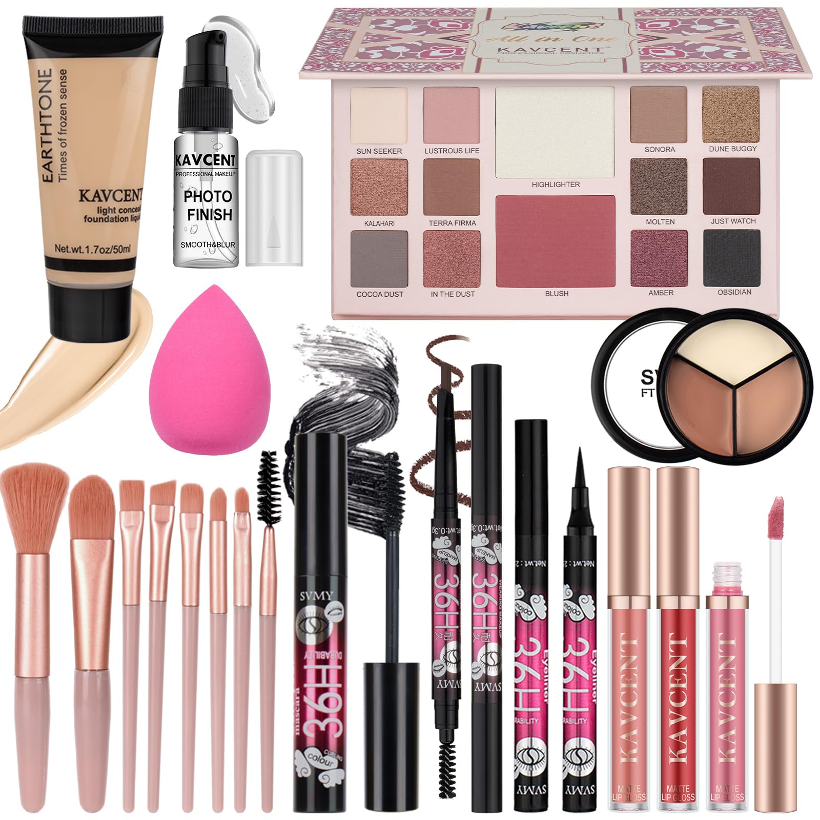 KAVCENT set maquillaje paleta colores, tono intenso para looks diarios
