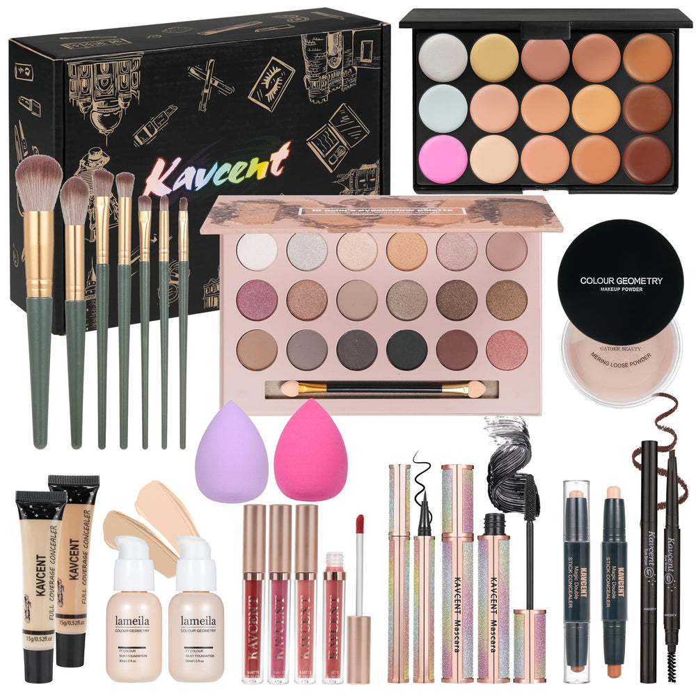 KAVCENT set maquillaje: paleta de 18 sombras para looks versátiles y duraderos