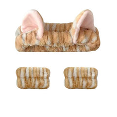 Diadema kawaii con orejas de gato amarillo para limpieza facial