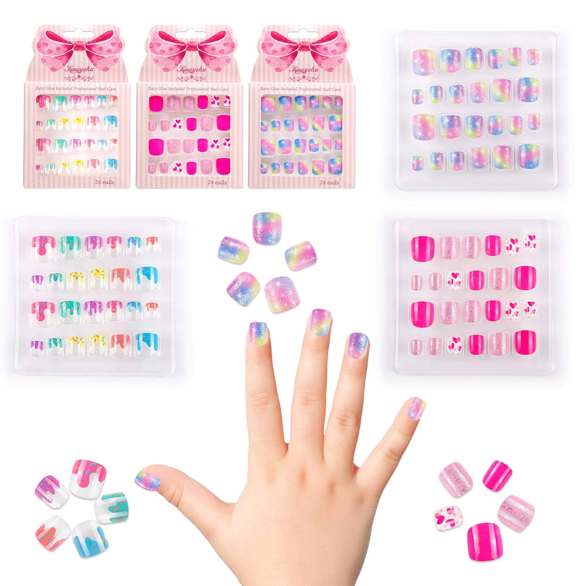 Kawyehu Uñas para Niños con diseños dulces, perfectas para decorar uñas.