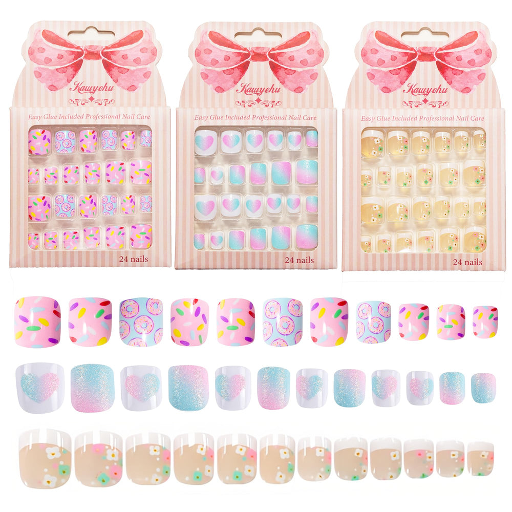 Kawyehu uñas Frances-Donut-Corazón, decoración divertida y duradera.