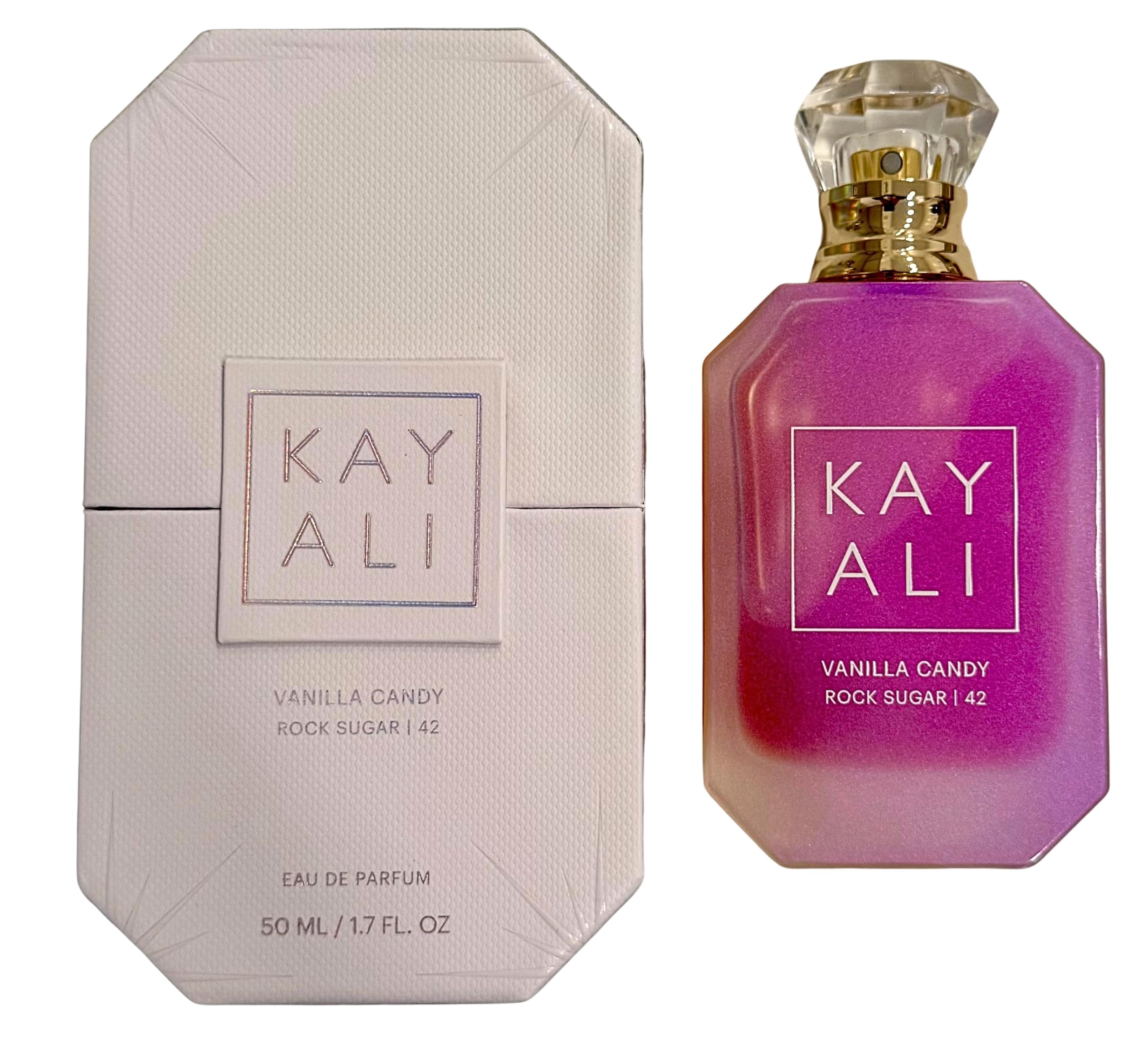 Botella de KAYALI Vanilla Candy Rock Sugar con acabado ombré, ideal para uso diario