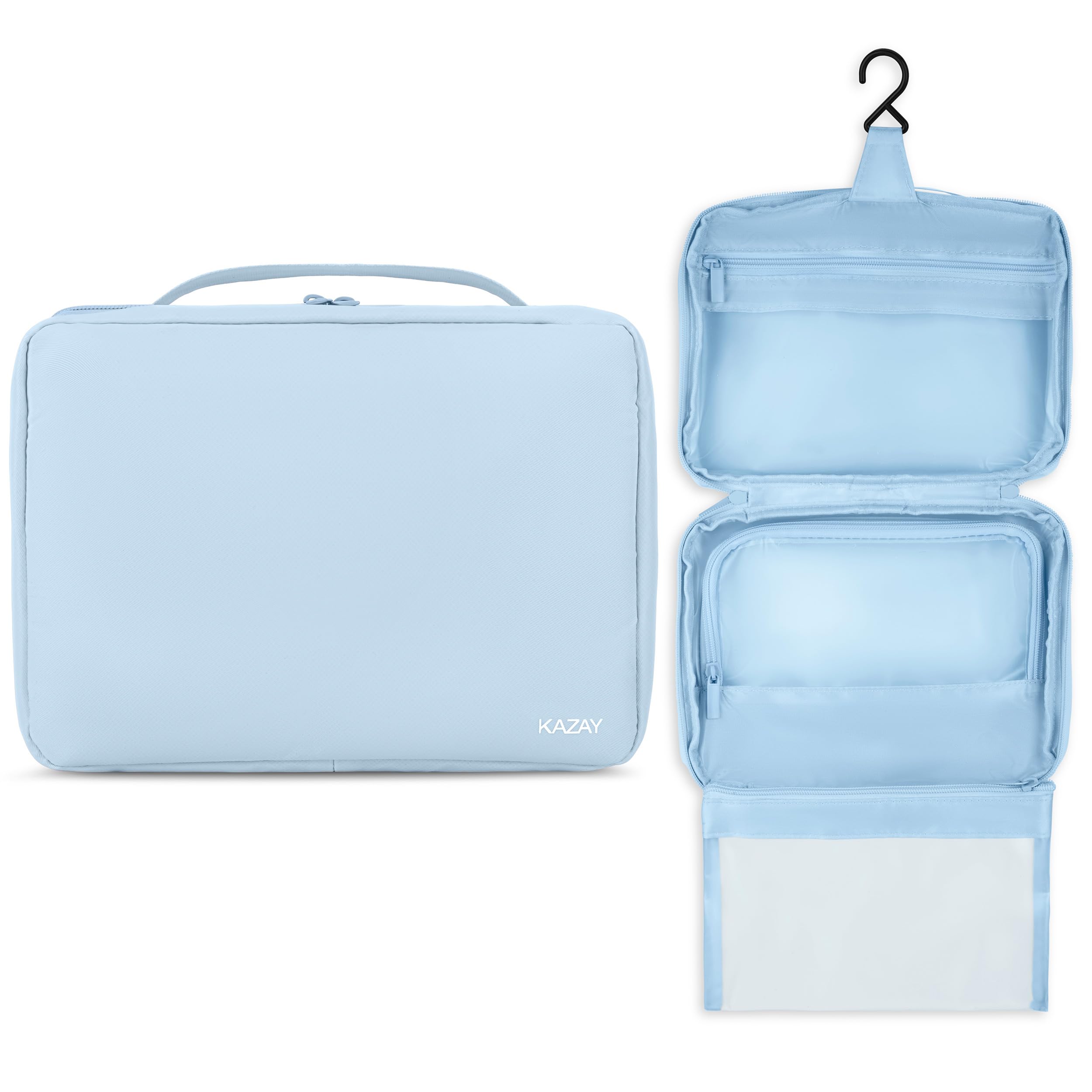 KAZAY bolsa de aseo colgante con pouch desprendible para viajes prácticos.