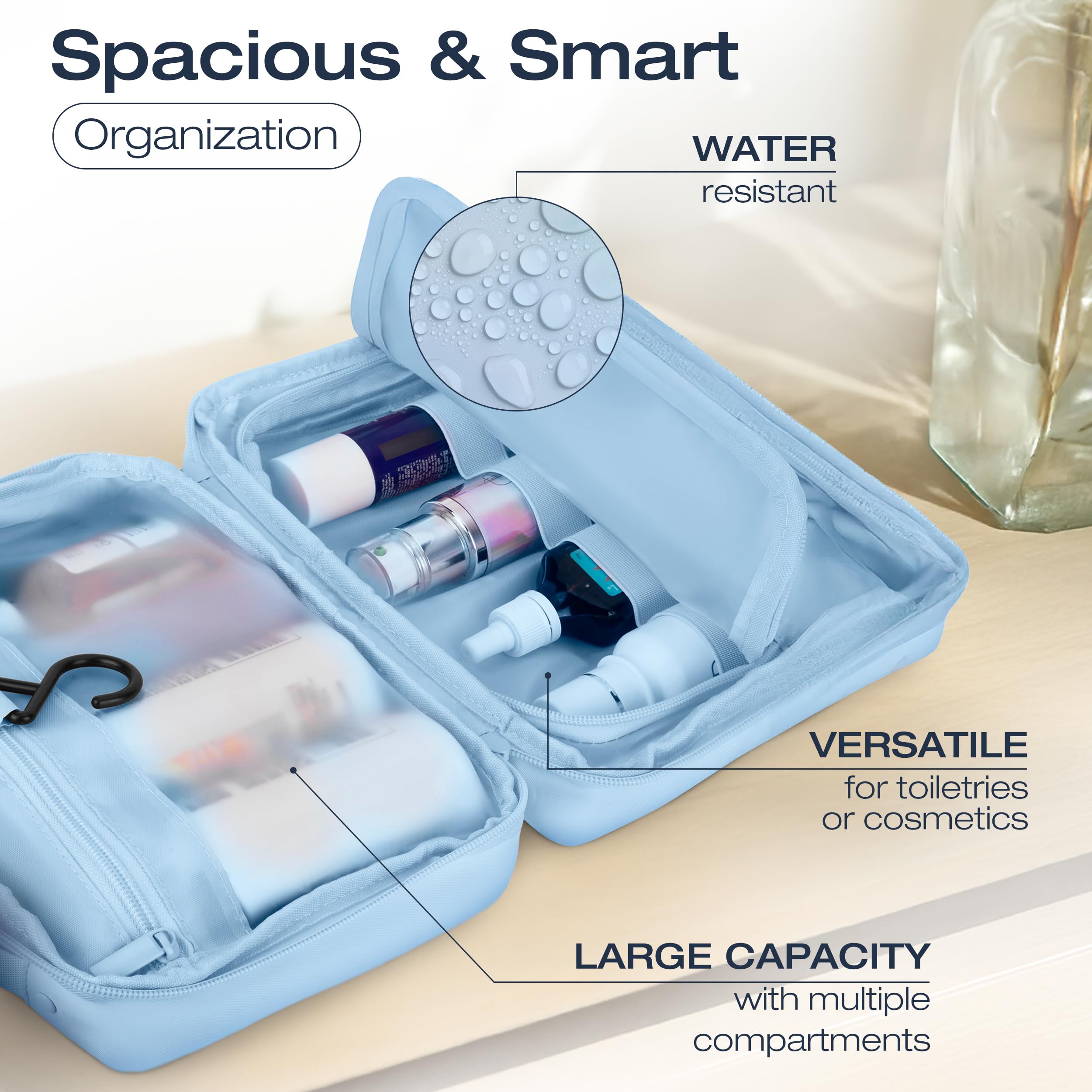 KAZAY pouch desprendible con aprobación TSA para mayor comodidad.