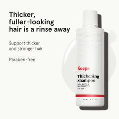 Keeps Shampoing Biotine et Caféine, ingrédients naturels pour cuir chevelu sain.