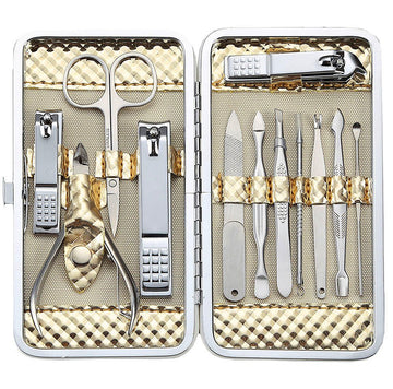 Keiby Citom set de manicura en caja dorada, ideal para viaje.