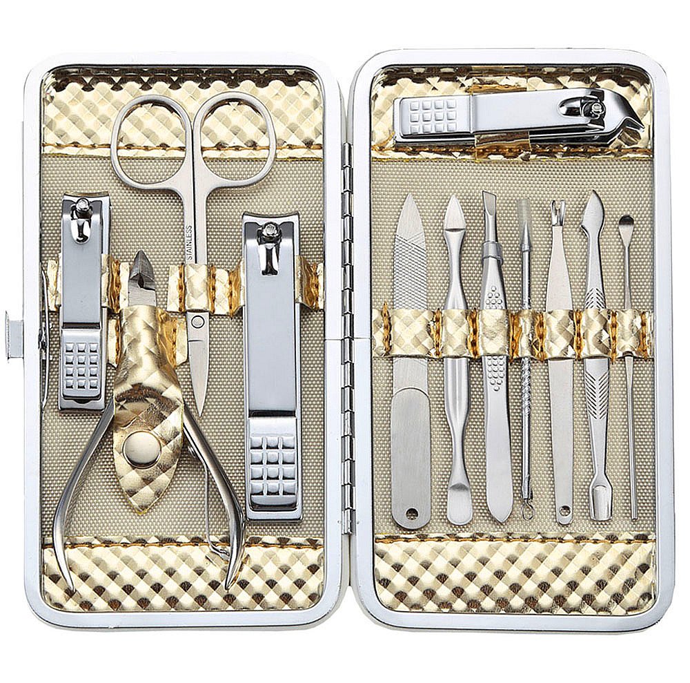 Keiby Citom set de manicura en caja dorada, ideal para viaje.