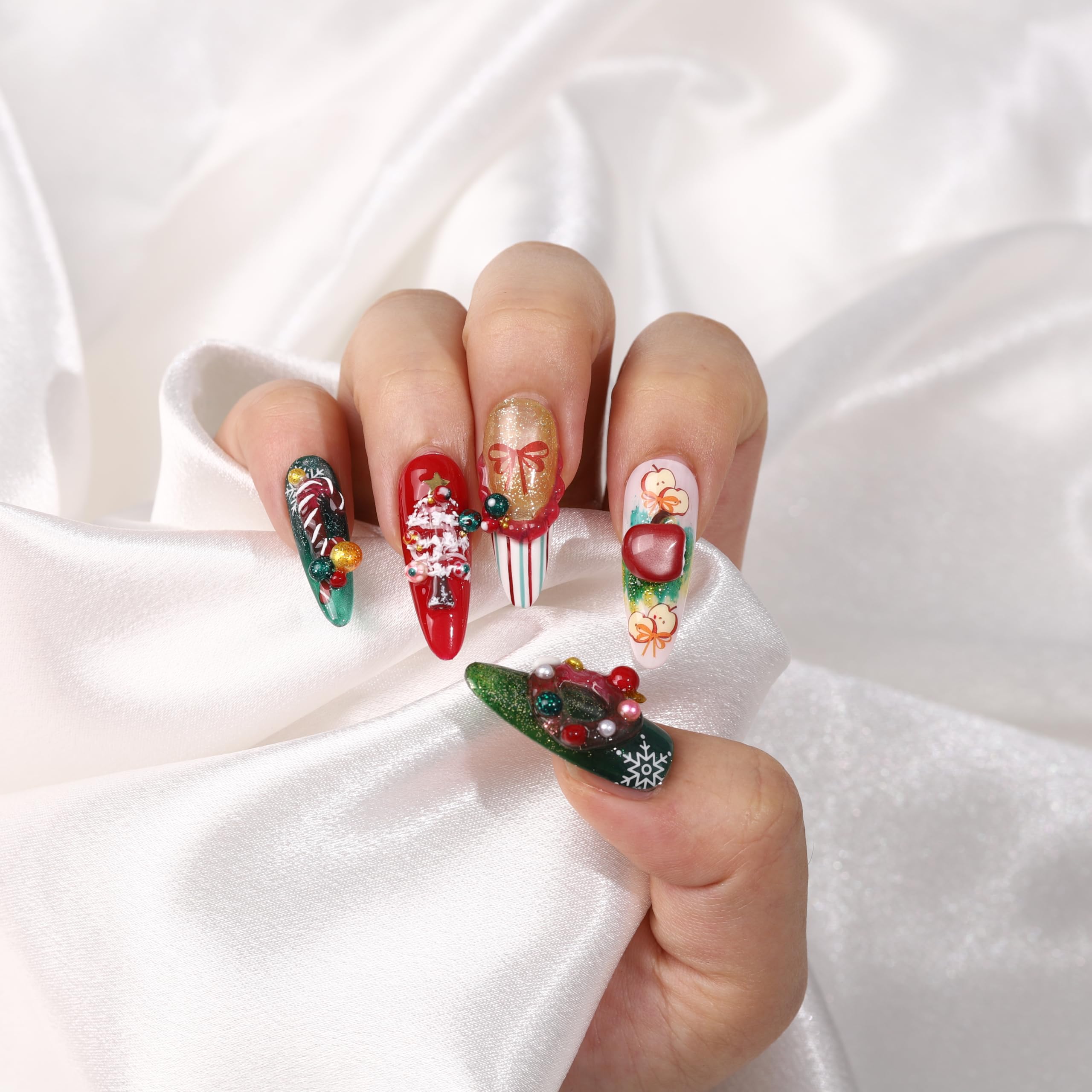 KELHOMECL bastones-dulces-diseño: combinación clásica para uñas navideñas