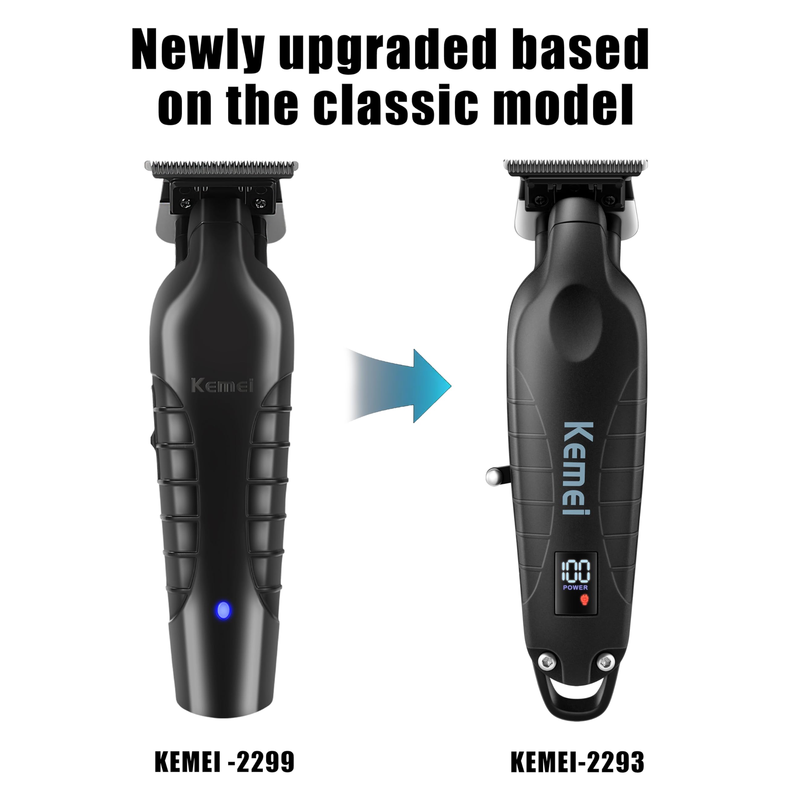 Kemei 2293: cable de recarga y lubricante para mantenimiento fácil.