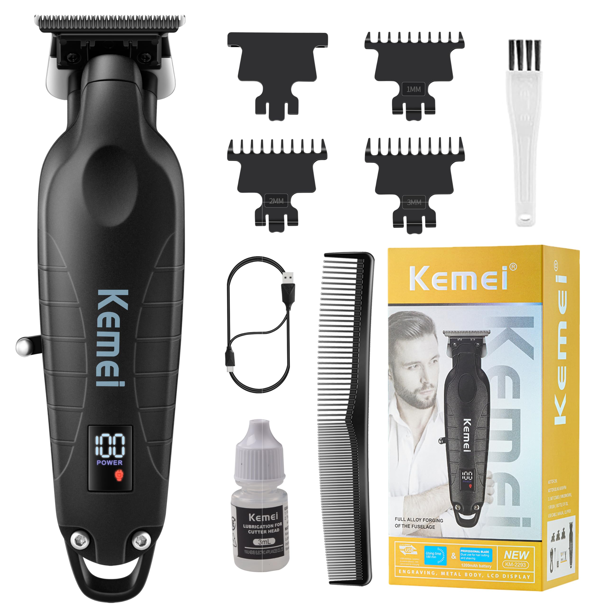 Kemei 2293: cortapelos profesional para uso en casa con manejo cómodo.