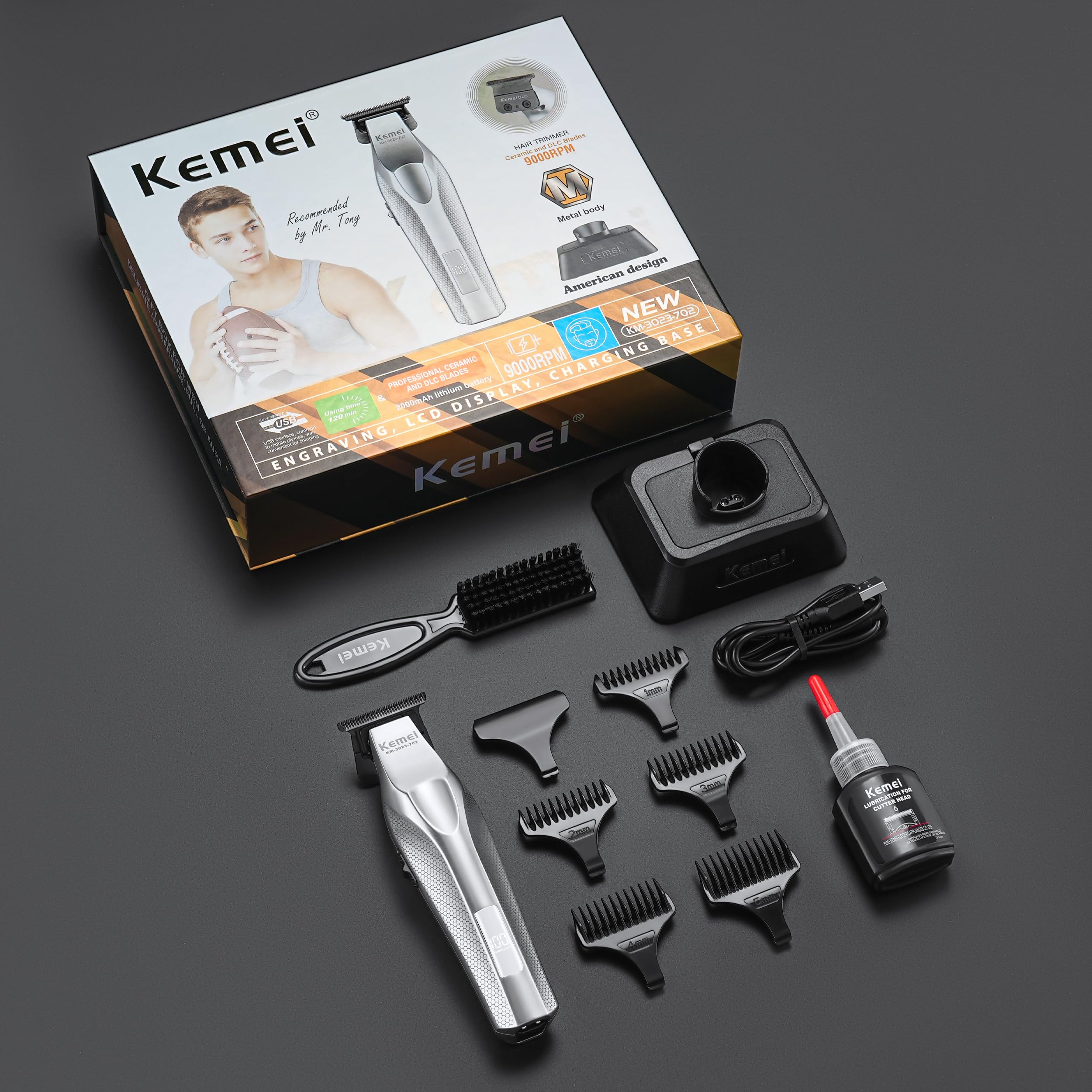 KEMEI 3023-702 diseño ergonómico hexagonal para un agarre seguro.