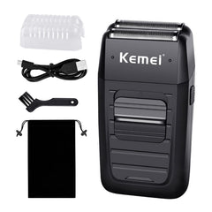 Kemei recortadora-barba con cabezal flotante doble para líneas más definidas.
