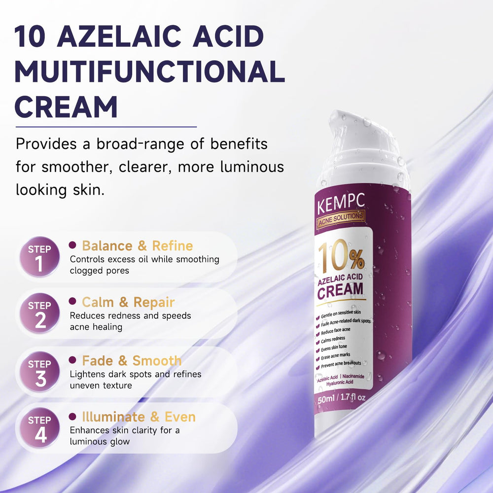 Aplicación de crema acne azelaico Kempc para reducción de rojez