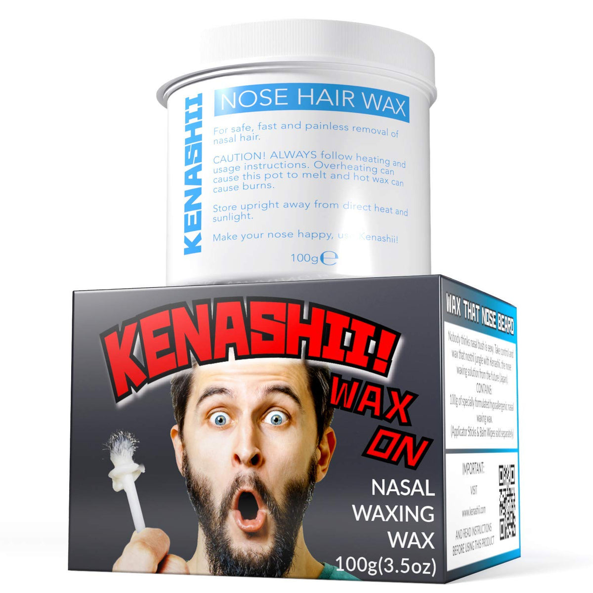 KENASHII Cera nasal: empaque compacto y aplicador para uso cómodo.