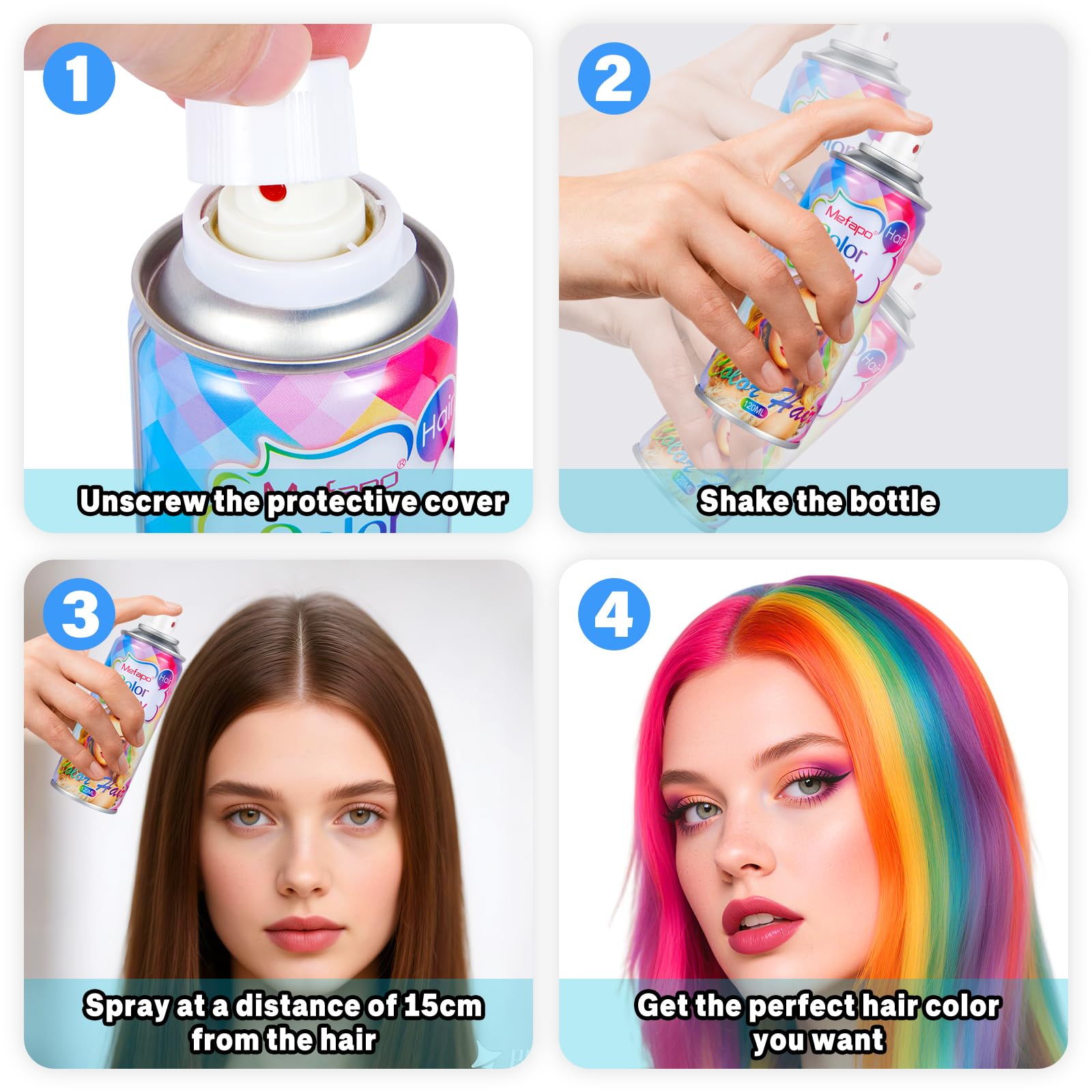 KENINA Spray gris multicolor, diez tonos temporales para estilo