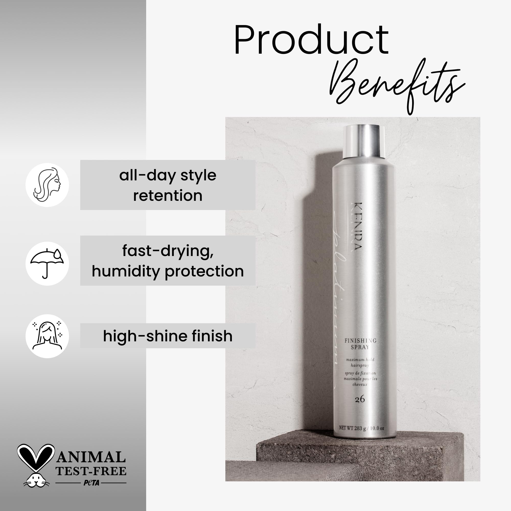 Kenra Platinum Finishing Spray 26 two-pack on display emphasizing convenience and value.