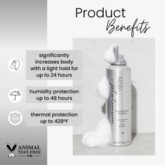 Kenra Platinum Mousse engrosadora, densidad de cabello hasta 150 por ciento.