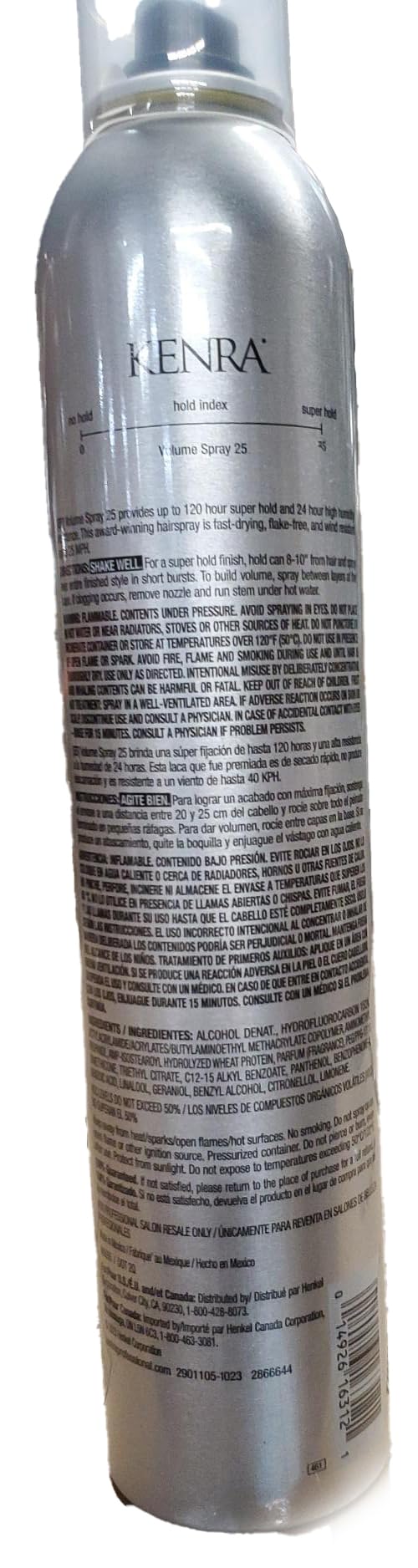 Kenra Spray de Volumen 25, cabello con brillo suave y profesional.