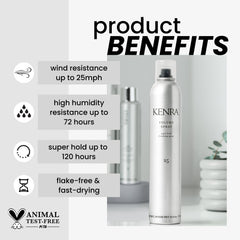 Kenra Volume Spray 25: enfoque en volumen para acabado natural y brillante.