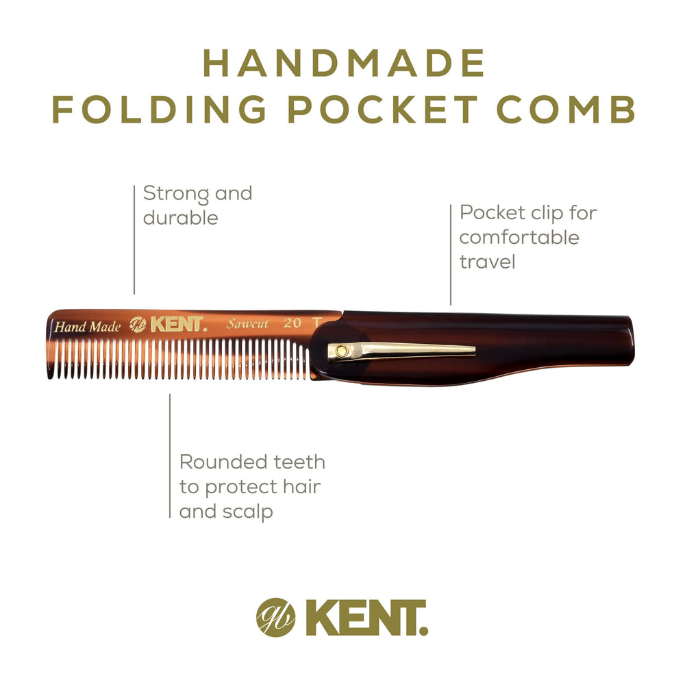 Kent 20T hand-polished saw-cut teeth for gentle detangling