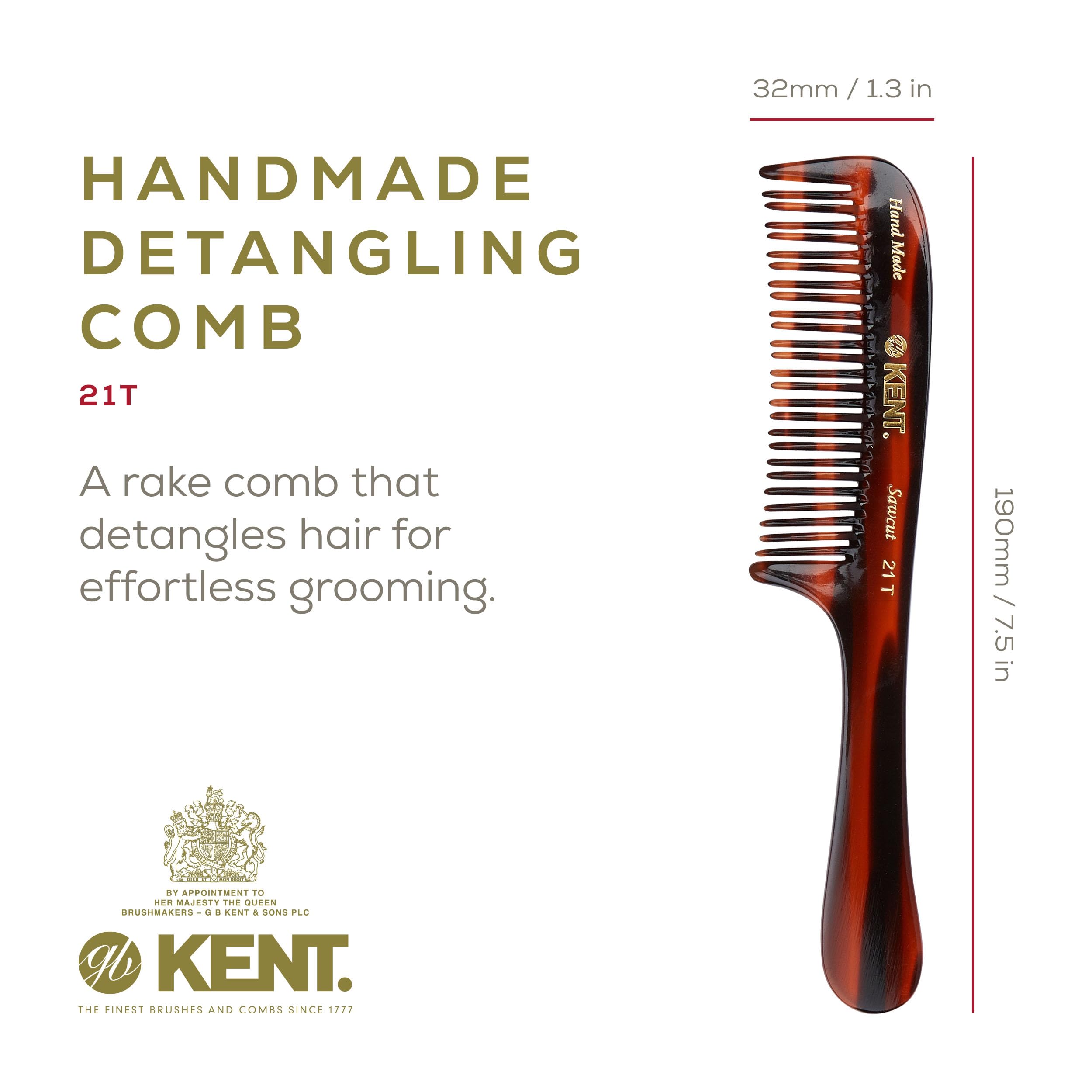 Kent 21T dientes anchos para pelo grueso, favorece rizos y ondas sin enganches.
