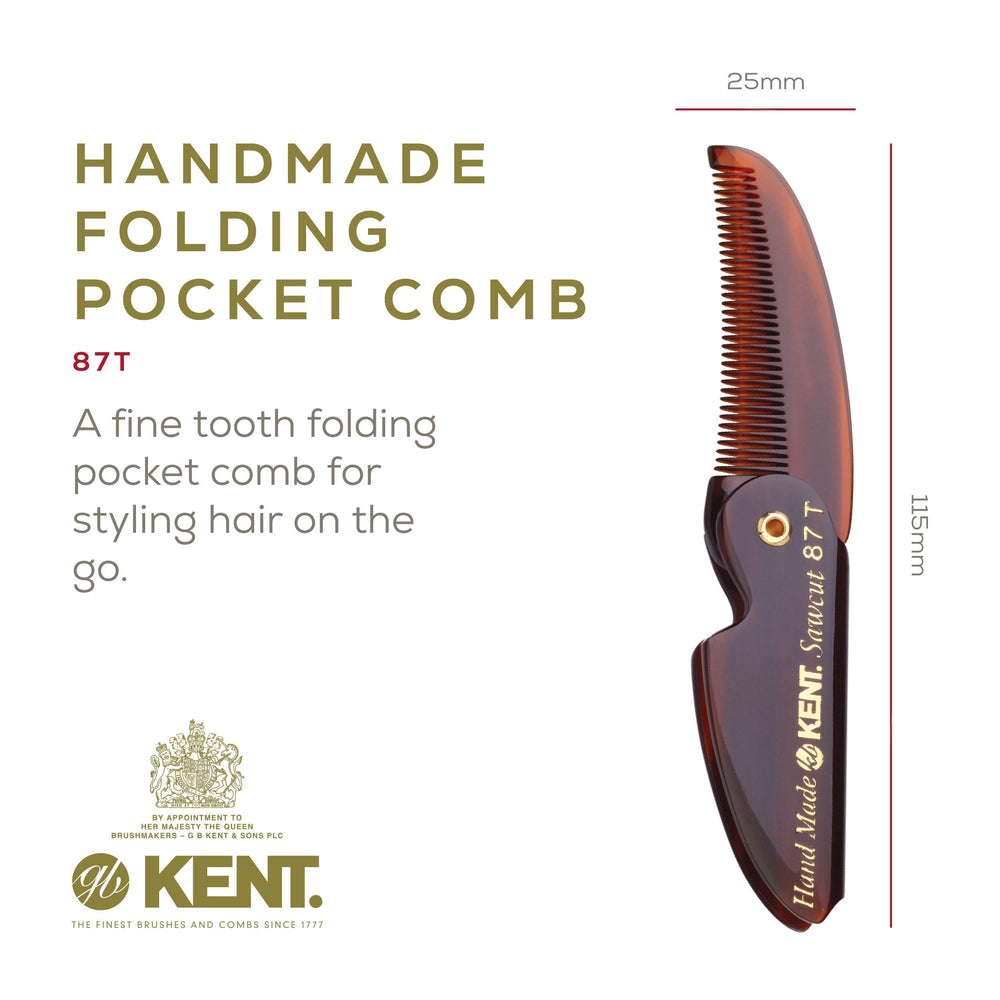 Kent 87T, peine de dientes finos cortados a sierra para peinar barba con precisión.