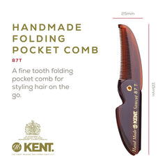 Kent 87T, peine de dientes finos cortados a sierra para peinar barba con precisión.