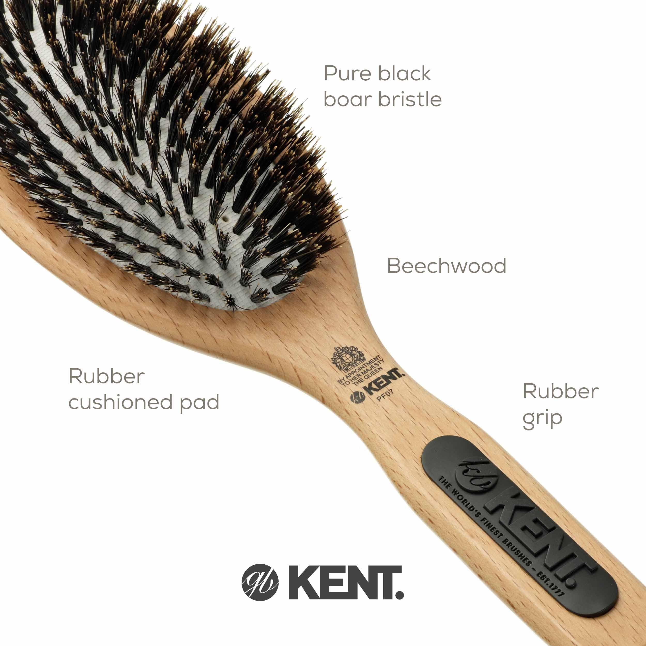 Kent PF07 cerdas jabalí y nylon en base de madera para cuidado diario