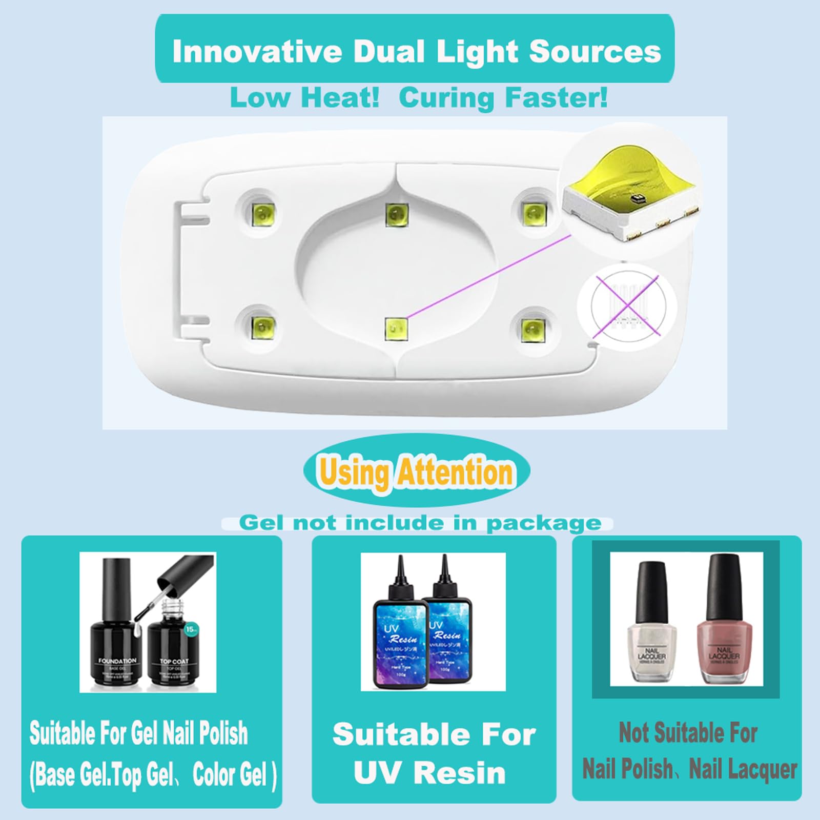 Kepma Lámpara UV-LED con 365 nm y 405 nm para curar geles eficazmente.
