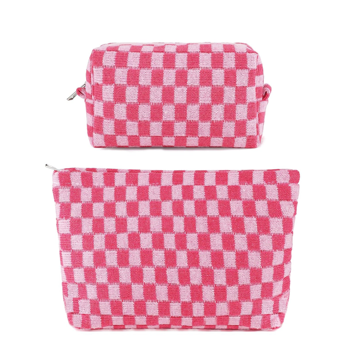 Keppesring bolso maquillaje duo rosa rojo, ideal para viaje y organización diaria.