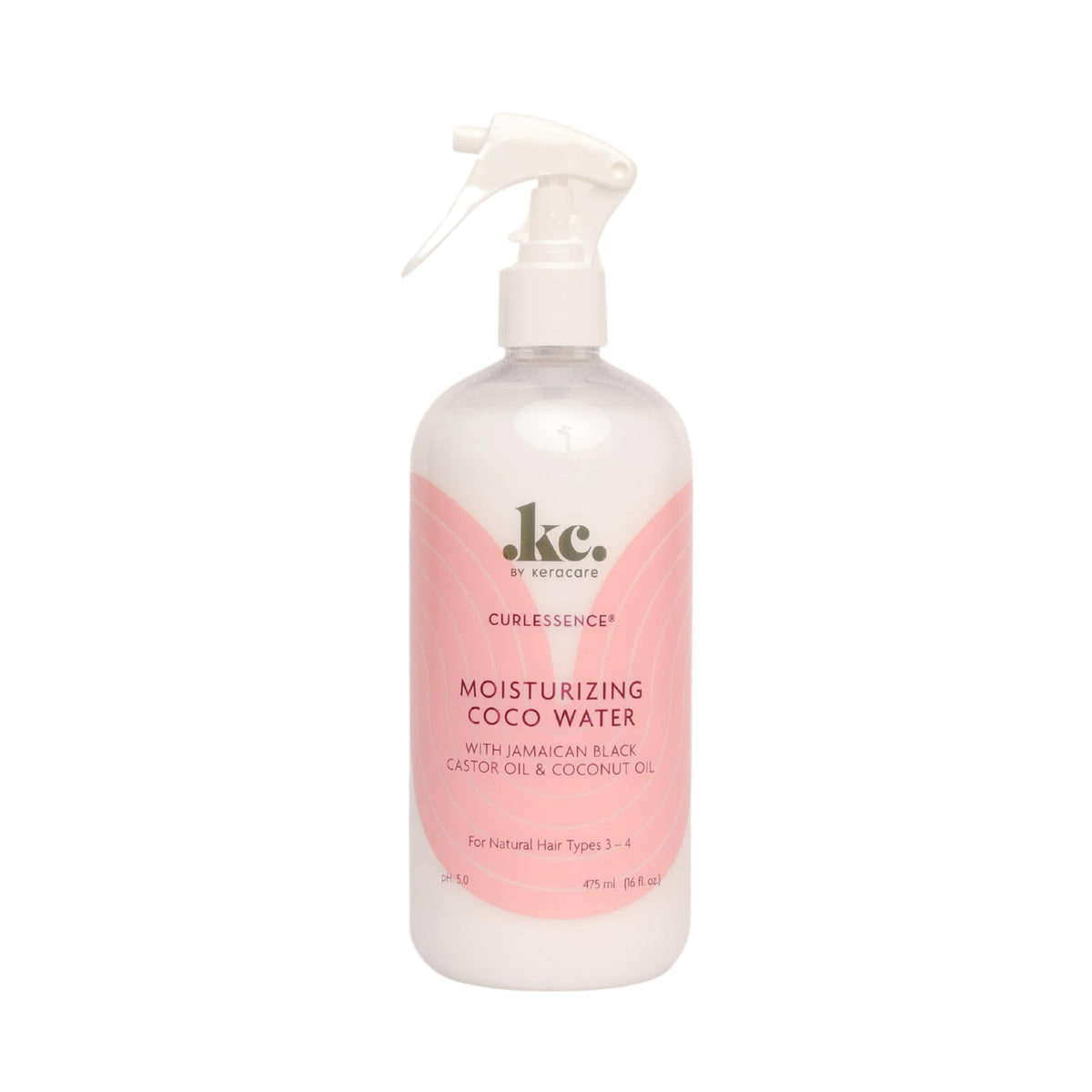 KeraCare Agua de Coco: botella transparente con atomizador blanco, hidratación ligera para cabello.
