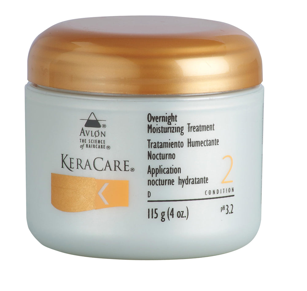 KeraCare Avlon tratamiento nocturno hidratante para cabello seco, suaviza y nutre.