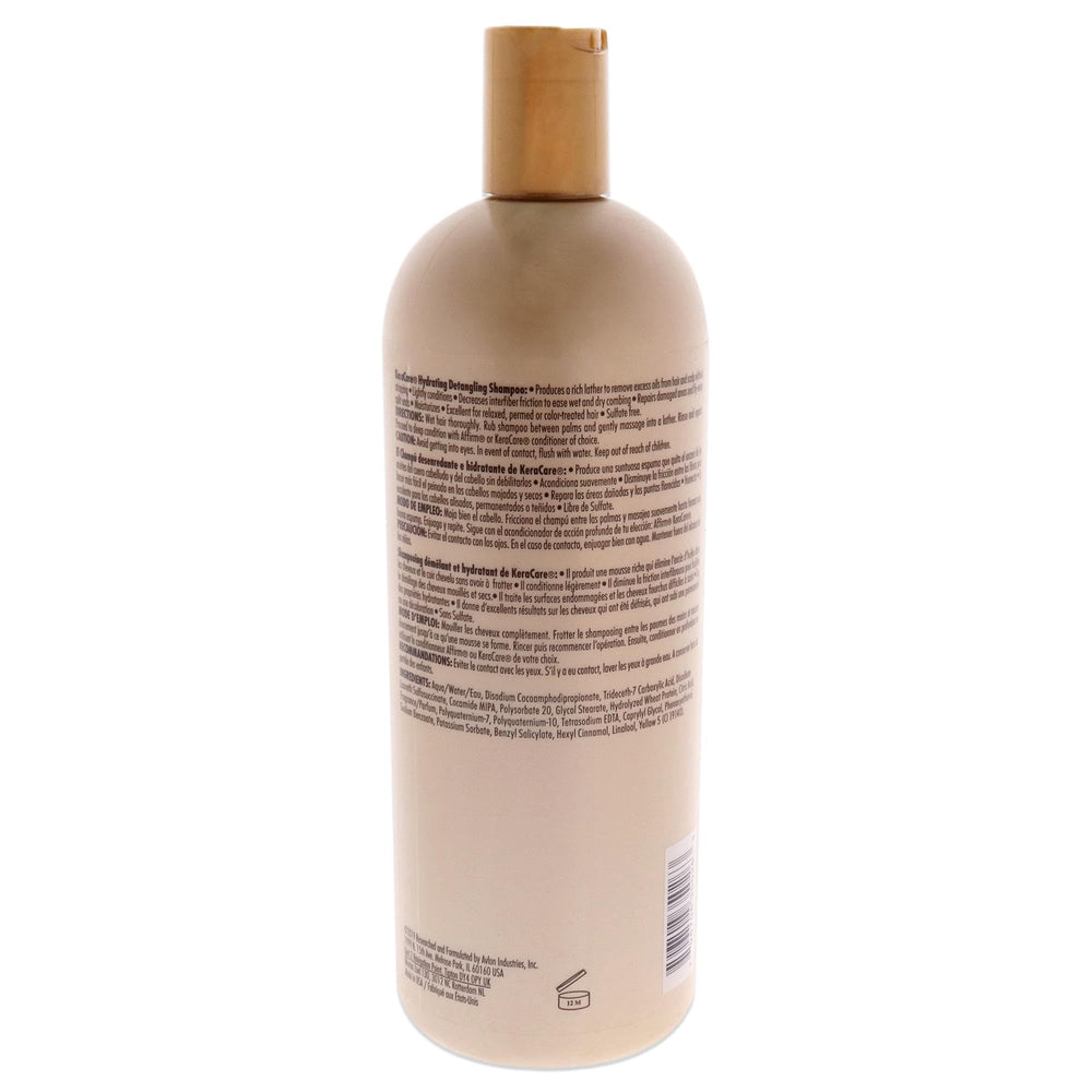 Keracare Shampoing Démêlant Hydratant – étiquette lisible guidant l’application.