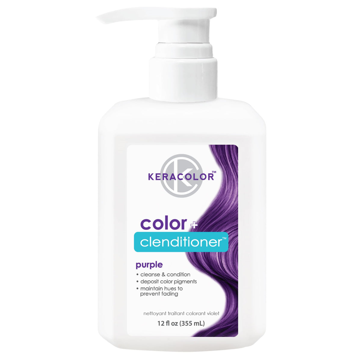 KERACOLOR Clenditioner Morado: botella con color vibrante para transformar el cabello.