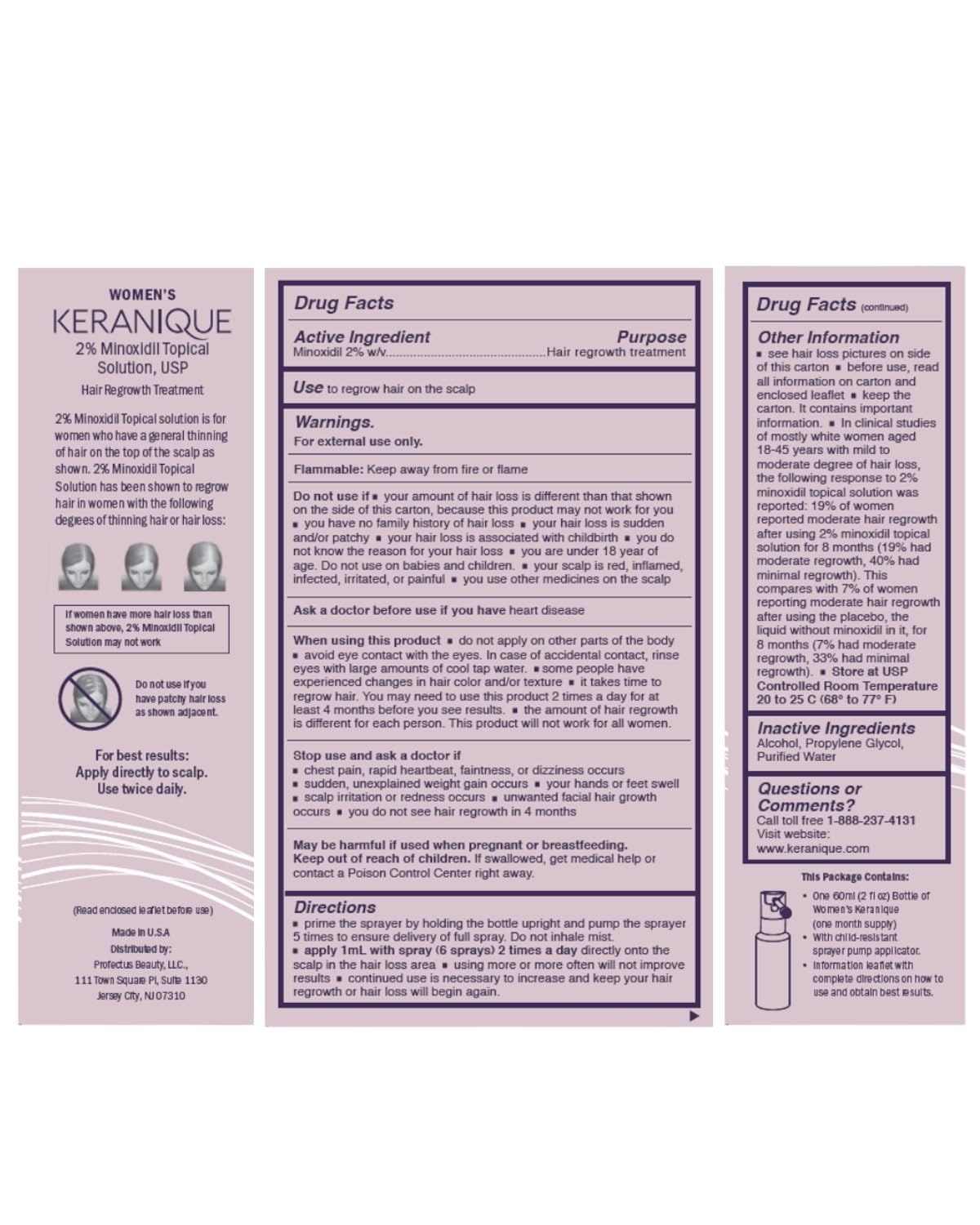 Keranique: densité et vitalité des cheveux avec une utilisation régulière.