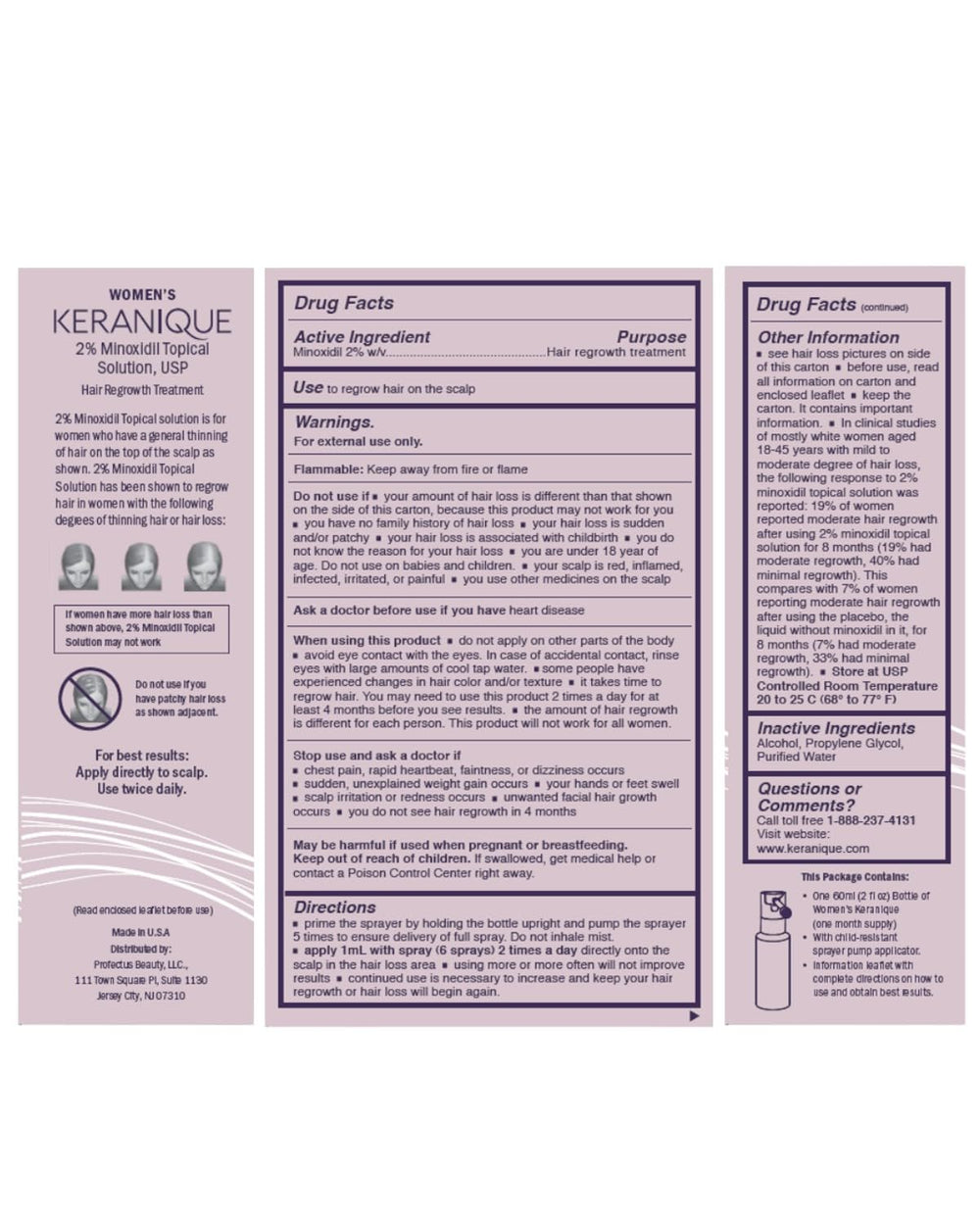 Keranique: densité et vitalité des cheveux avec une utilisation régulière.